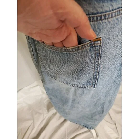 Abercrombie & Fitch High Rise Denim Skirt w/ Slit Size 32/14 Distressed Western - Picture 6 of 16